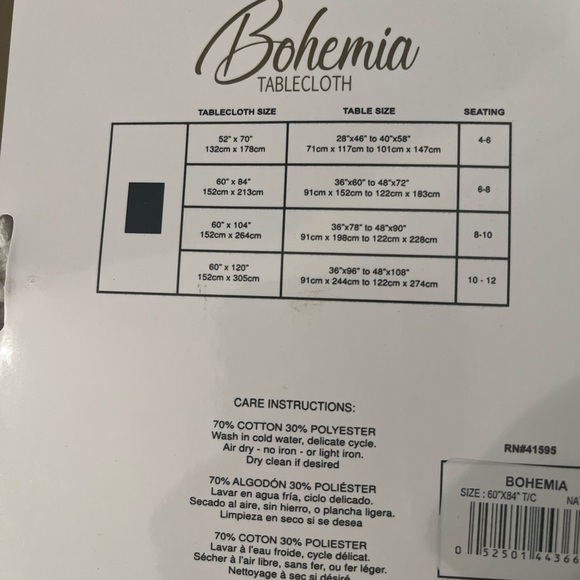 Bohemia Textured Tablecloth 60”x84” – Neutral Beige, Cotton Blend - Picture 3 of 10